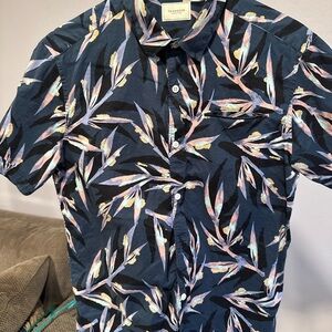 Men's Blue Floral Short Sleeve Shirt